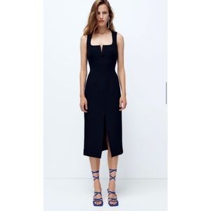Zara square neck slim dress